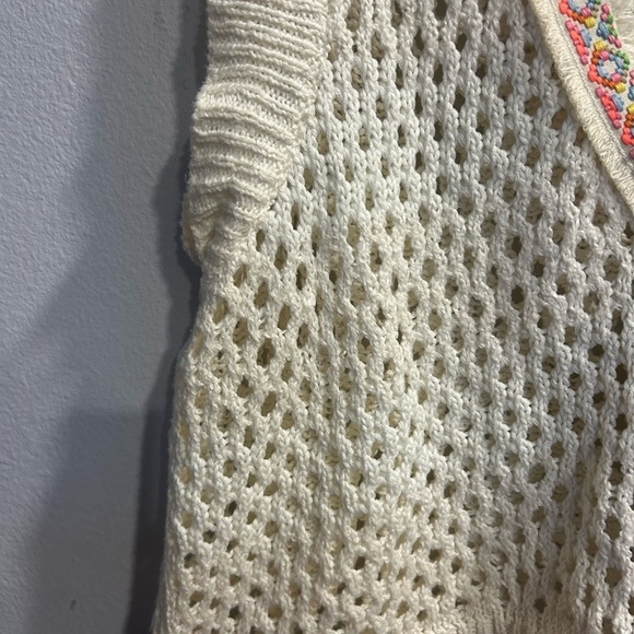 Pilcro Cream Cardigan with Chunky Knit and Decorative Trim - Picture 4 of 7